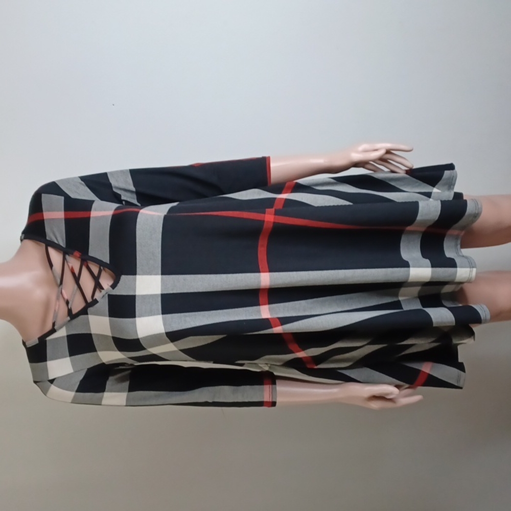 Black Plaid Tunic with Pockets